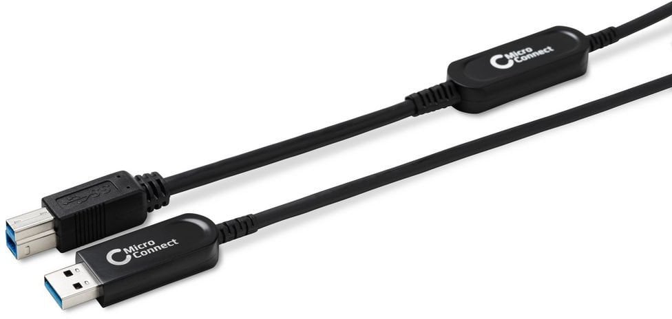 Kabel USB MicroConnect USB-A - USB-B 25 m Czarny (MC-USB3.0AB25OP)