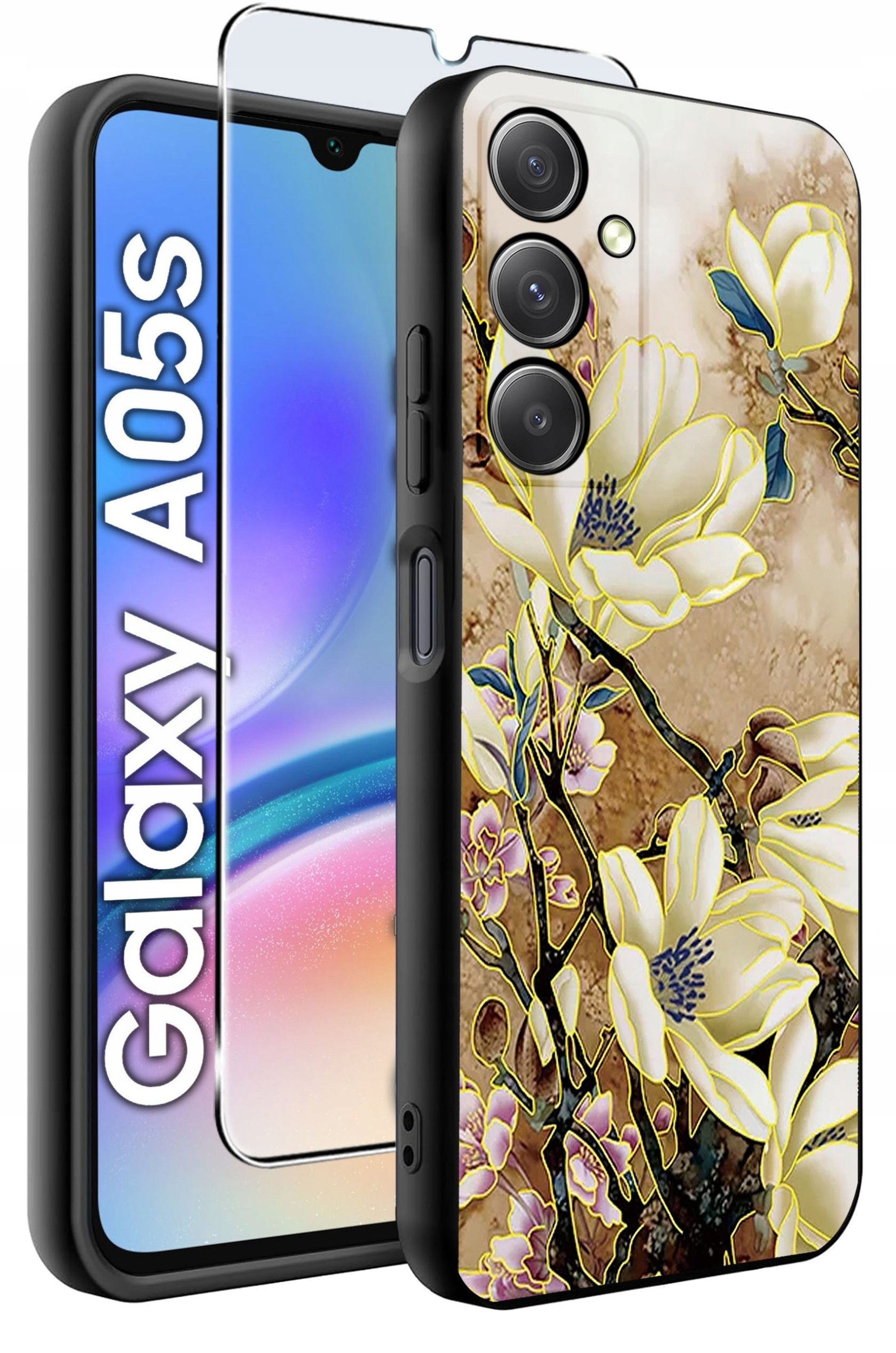 ETUI do Samsung A05s WZORY | SILIKONOWE MATT CASE + SZKŁO 9H