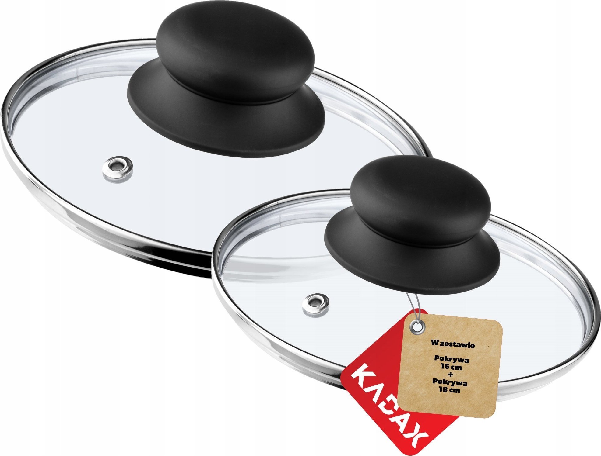 Kadax Pokrywka Szklana Patelnia Garnek Pokrywa 16 + 18cm