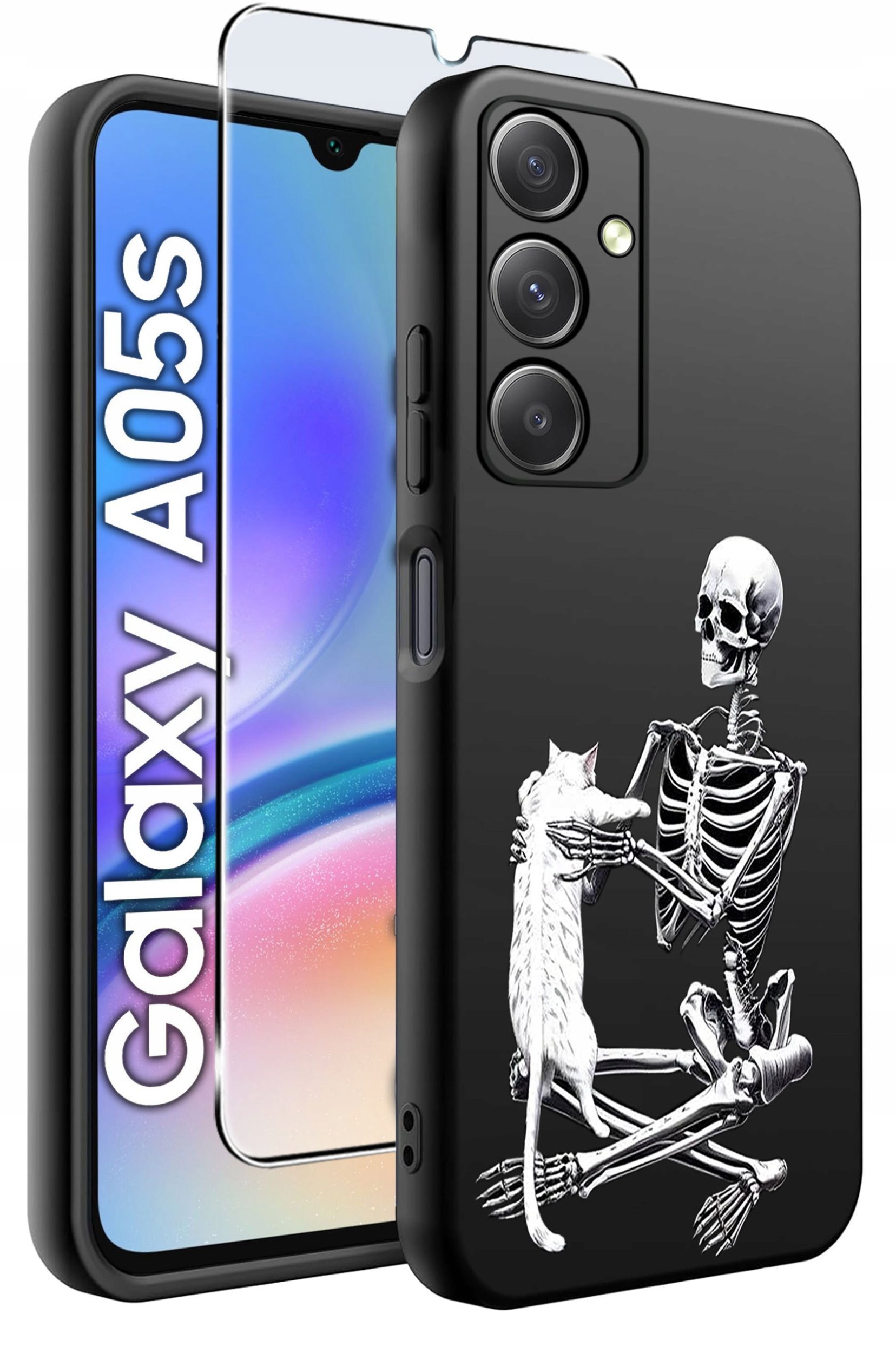ETUI do Samsung A05s WZORY | SILIKONOWE MATT CASE + SZKŁO 9H