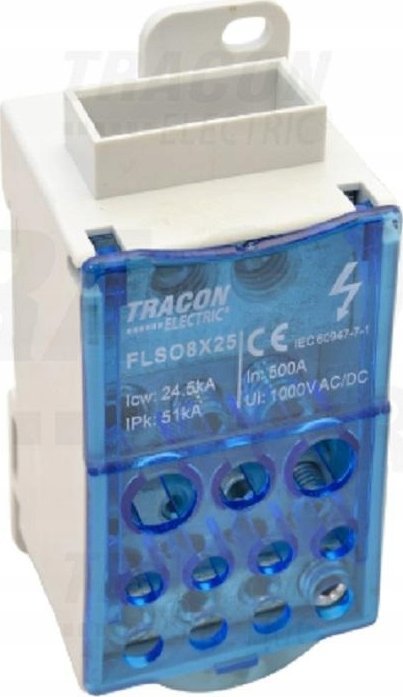 Tracon Electric Złączka odgałęźna otwierana na szynę FLSO8X25