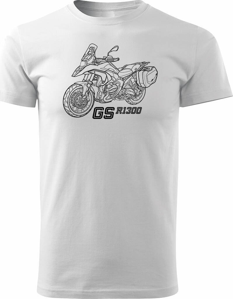 Topslang Koszulka motocyklowa z motocyklem na motor BMW GS R 1300 ADVENTURE kolekcjonerska męska biała REGULAR L