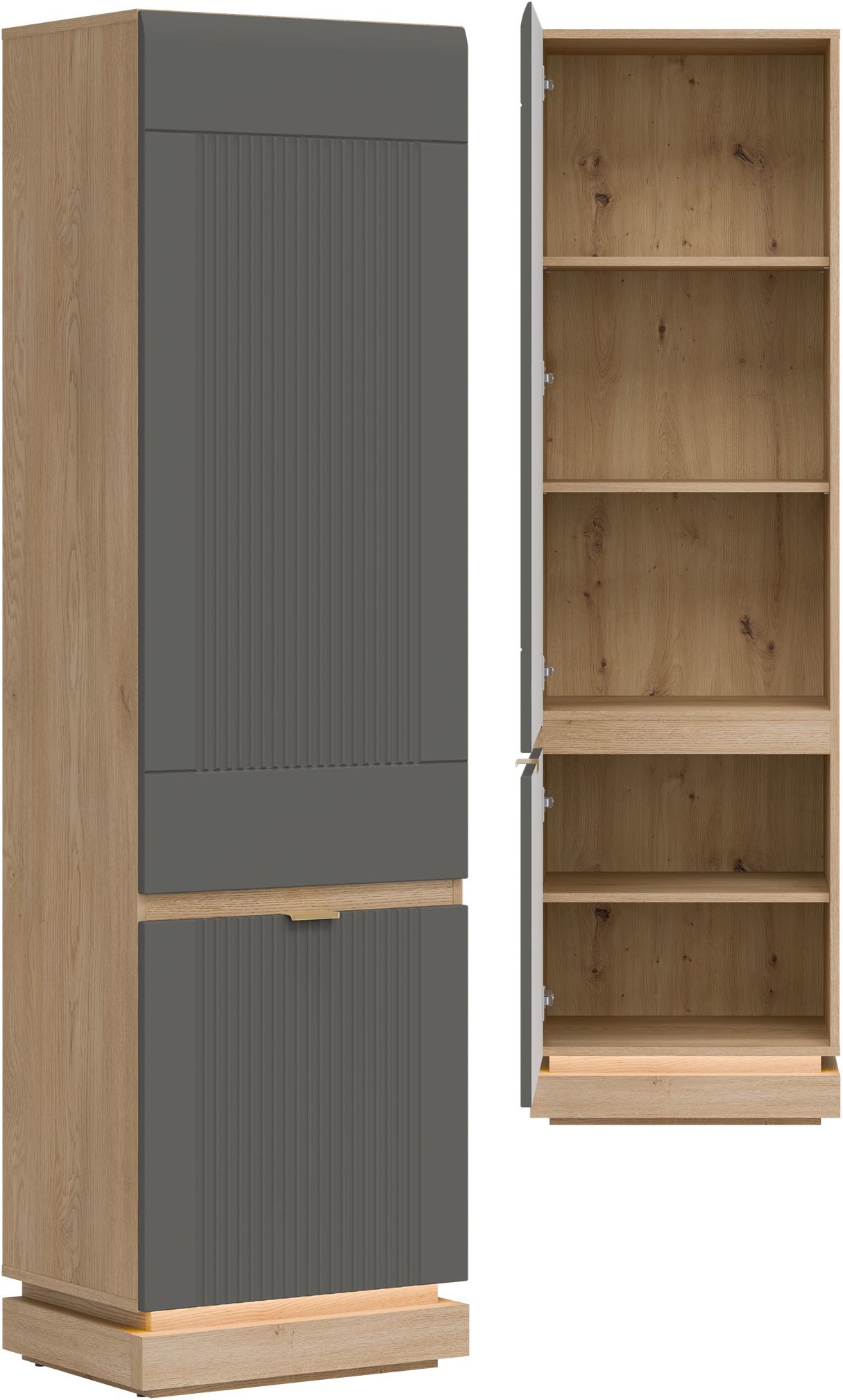 Szafka wysoka uniwersalna Regał zamknięty Dąb Cremona Szary MILTON ML07