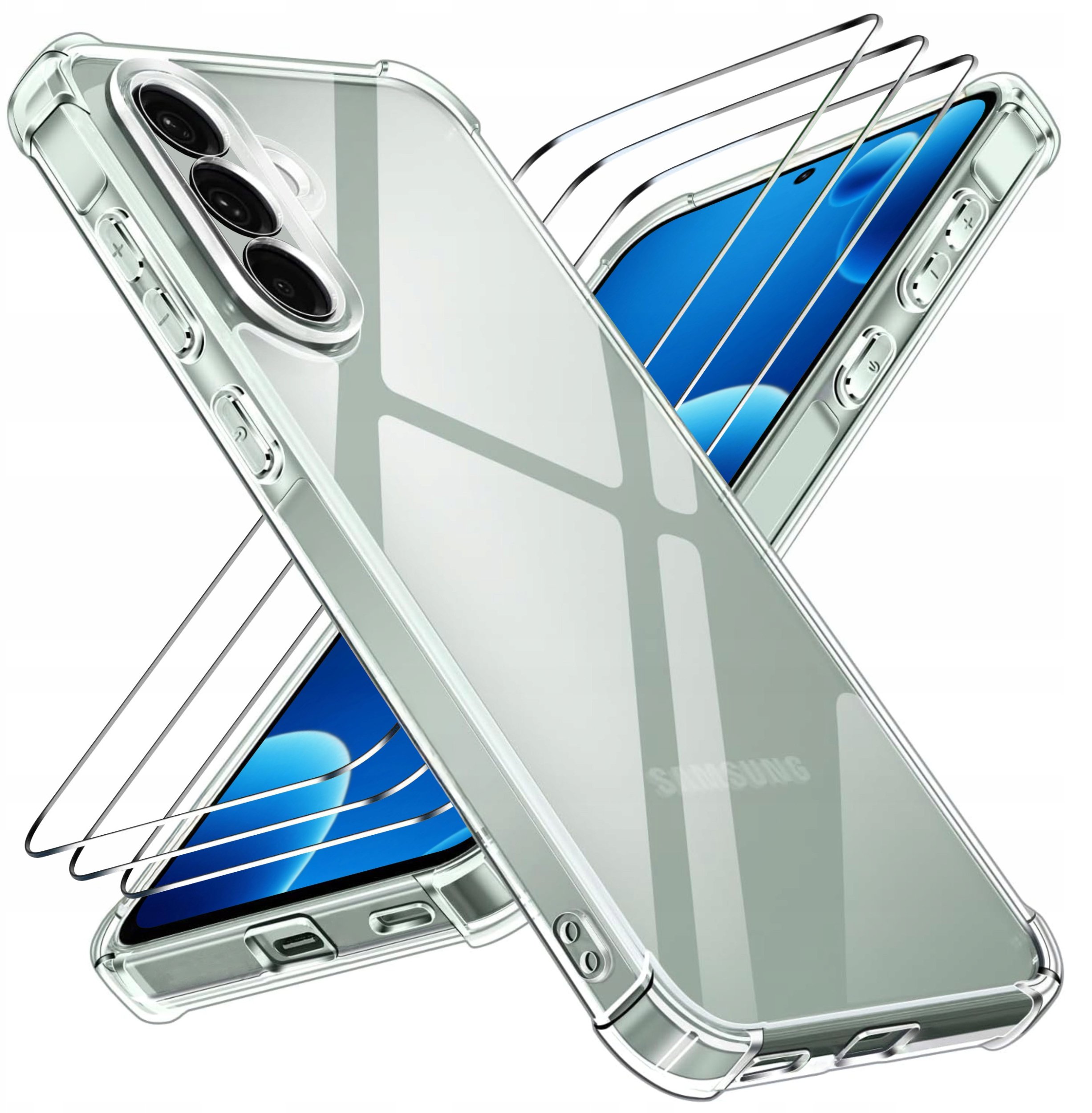 Etui PANCERNE Wzmacniane do Samsung S25 FE ANTI-SHOCK CLEAR CASE + 3x SZKŁO