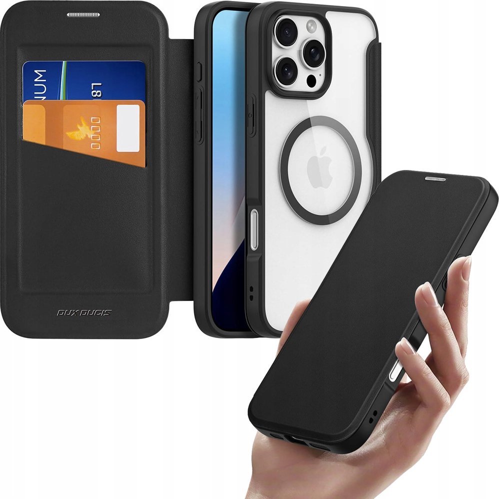 Dux Ducis Etui Skin X Pro na iPhone 16 Pro z MagSafe i klapką - czarne