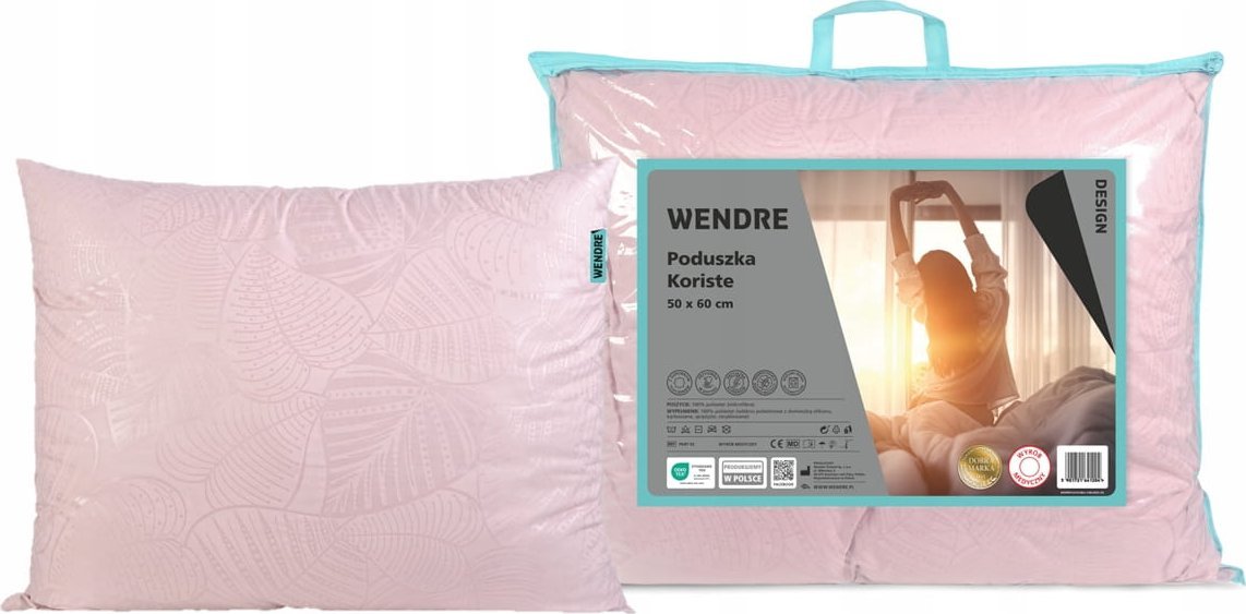 Poduszka antyalergiczna różowa 50x60cm Komfortowa wygodna