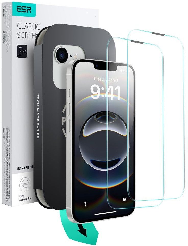 Szkło hartowane ESR Ultrafit Tempered Glass Apple iPhone 13 / 13 Pro / 14 / 16e Clear [2 PACK]