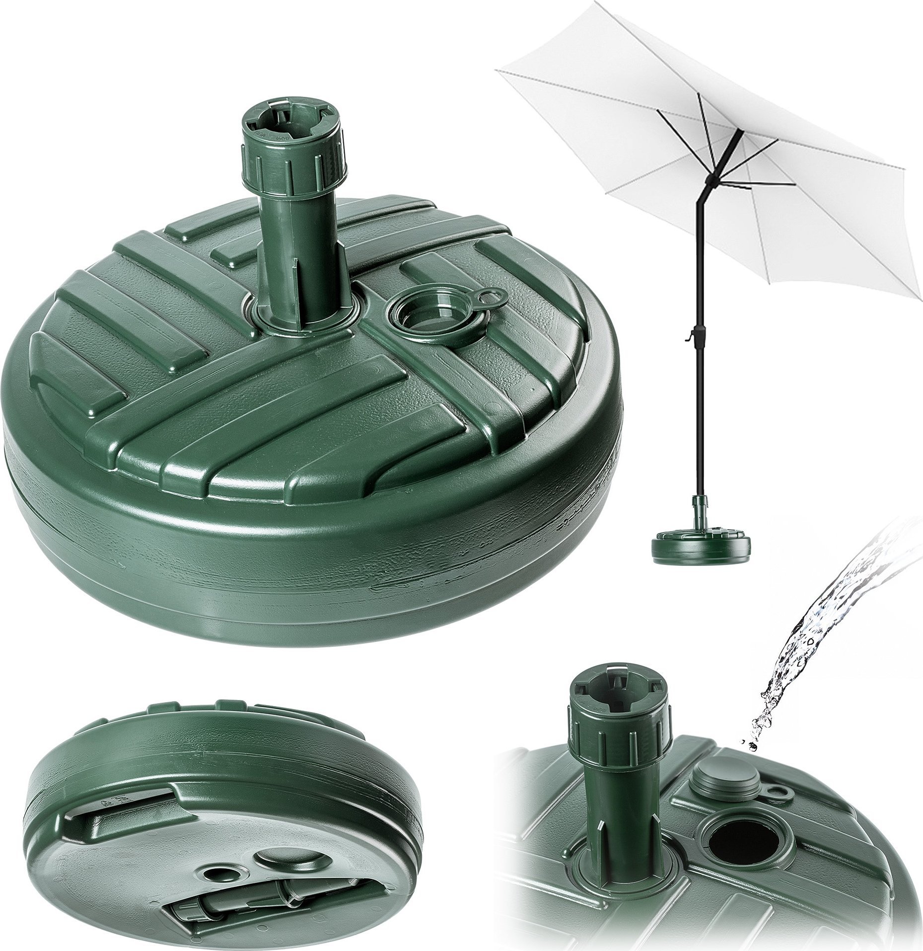 Kadax KADAX Podstawa Parasola Stojak Pod Parasol Ogrodowy Okrągły 39cm Obciążnik Zieleń