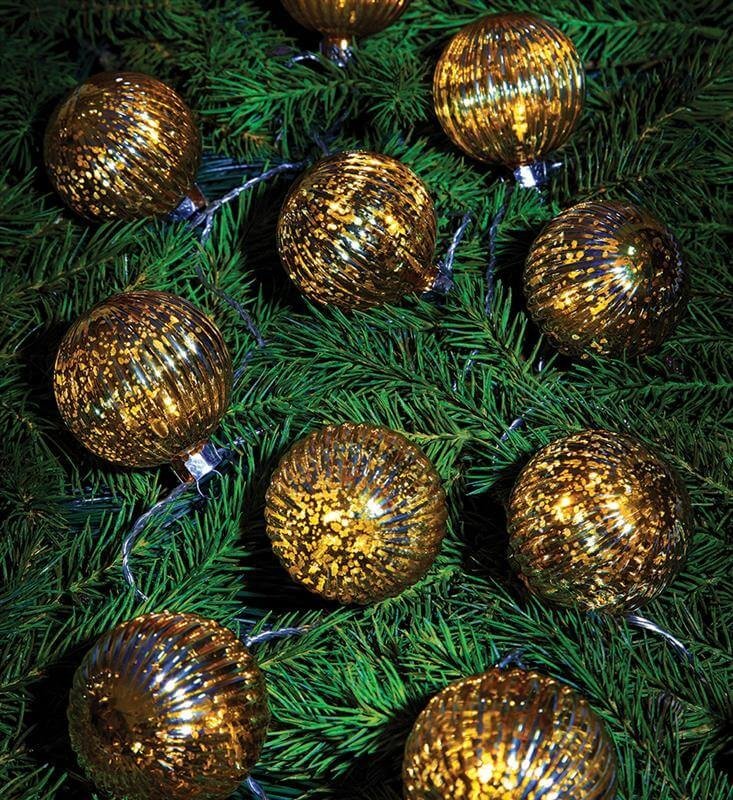 Markslojd Złota girlanda na choinkę bombki kulki 2,1m LED 0,6W ciepła