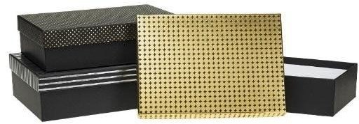 Pudełko prostokątne 3szt czarny ROZETTE