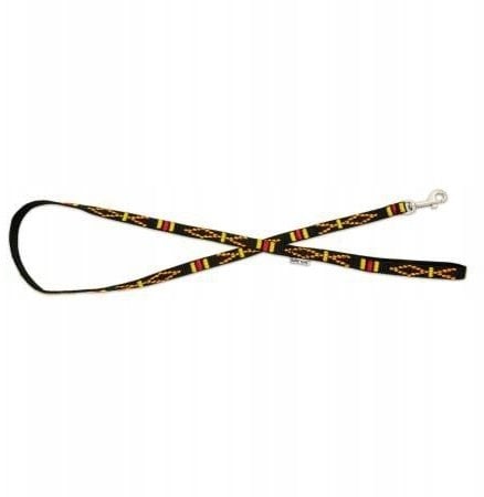 Smycz dla psa, czarna, wzór etniczny, taśma polipropylenowa, 25mm/120cm