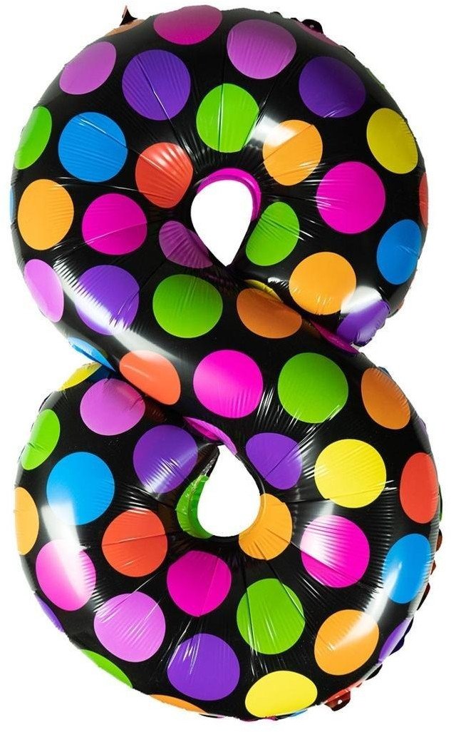 Balon foliowy cyferka 8 w kropki