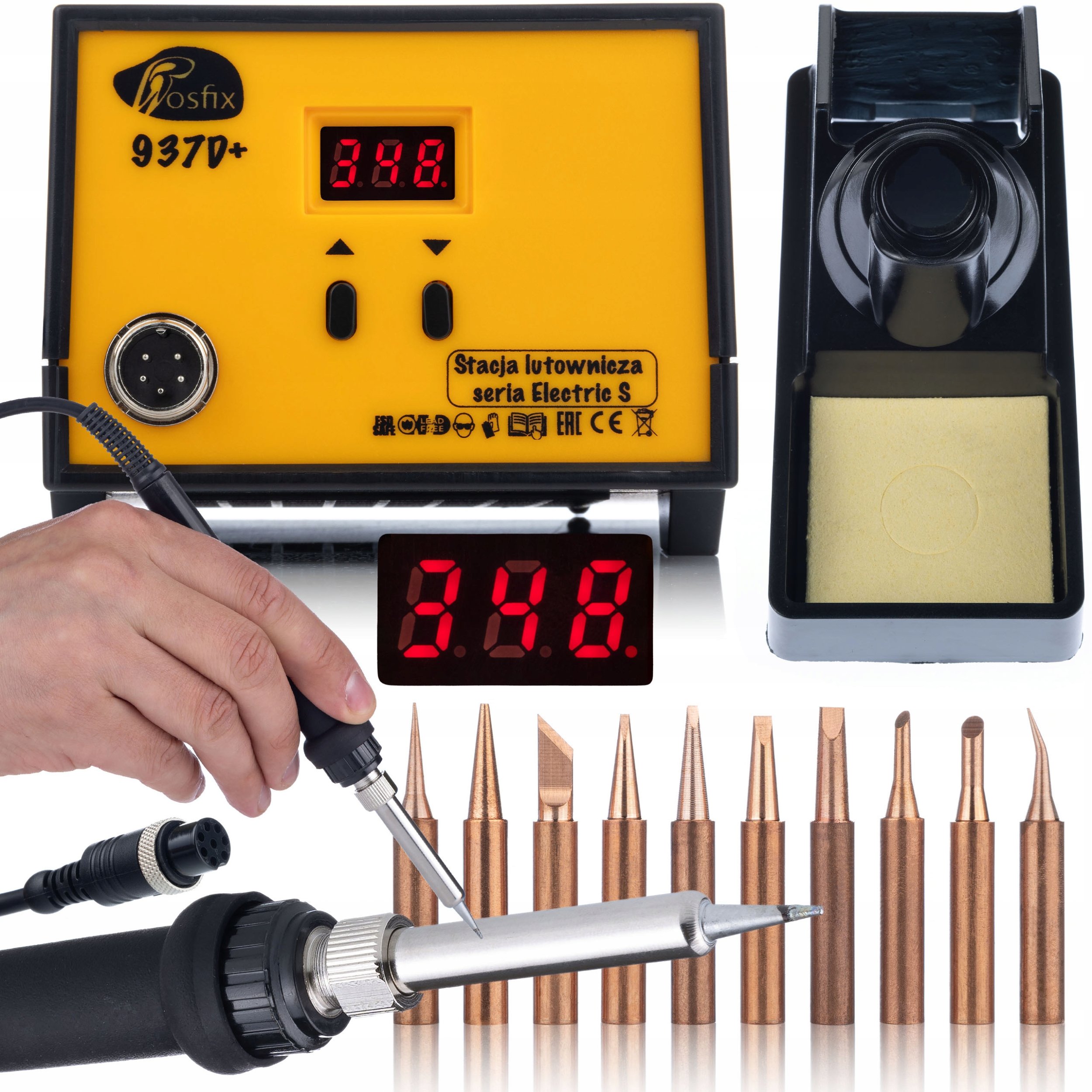 STACJA LUTOWNICZA ROSFIX 937D+ 60W MIEDZANE GROTY 900M SZYBKIE LUTOWANIE