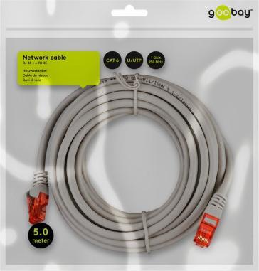 Goobay CAT 6Kabel łączący, U/UTP, Szary - Długość kabla 5 m