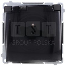 BMGZ1B.01/49A Simon Basic Gniazdo wtyczkowe z uziemieniem, IP44 (moduł) 16A, 250V, zaciski śrubowe klapka transp. czarny BMGZ1B.01/49A