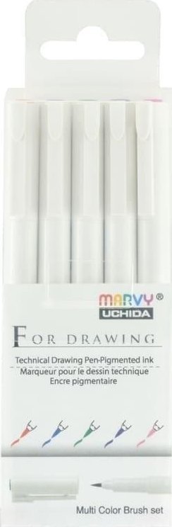 Cienkopisy graficzne z końcówką pędzelkowatą 5szt