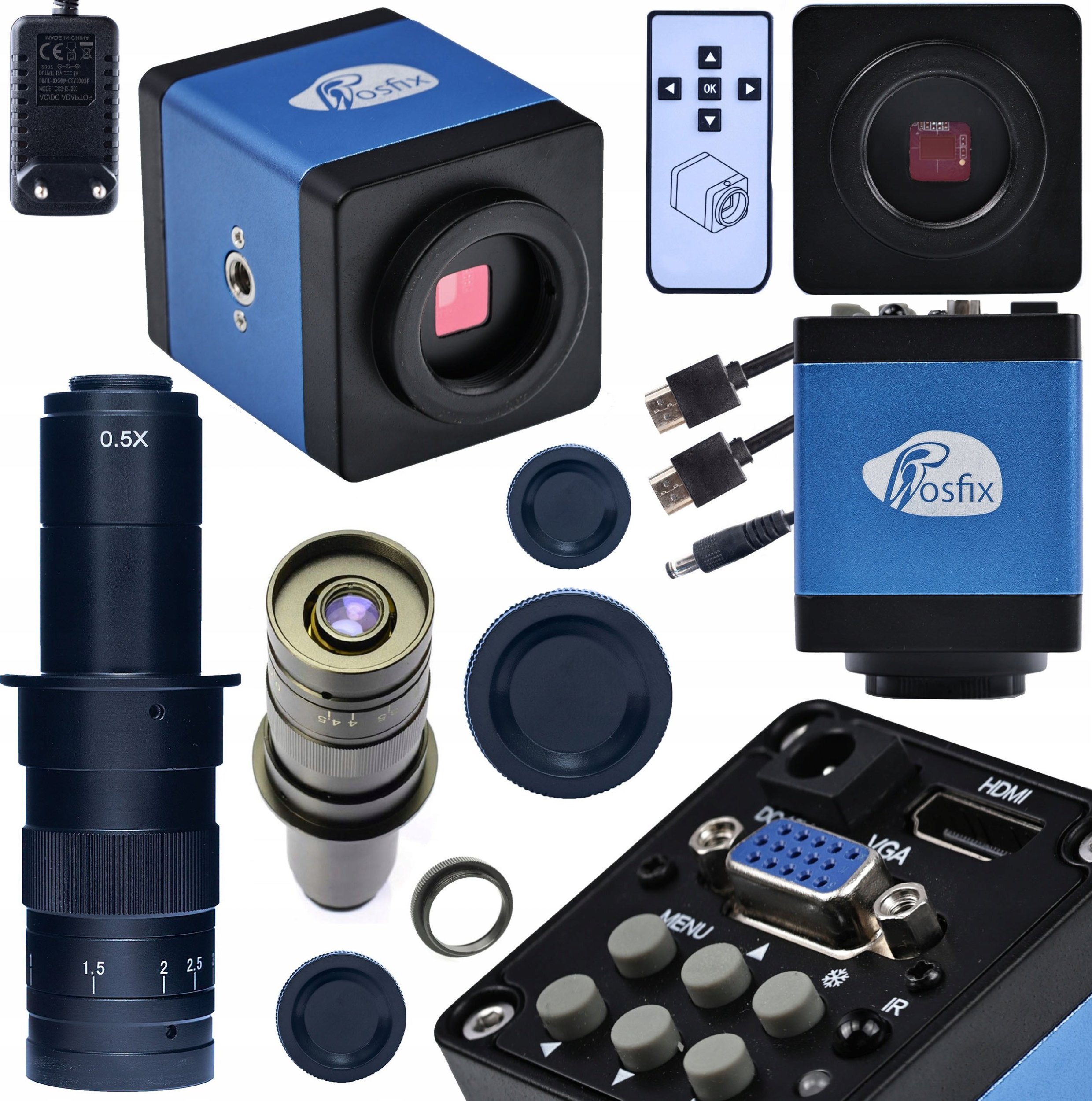 Mikroskop Rosfix MIKROSKOP CYFROWY POWIĘKSZENIE 180 RAZY Z KAMERĄ HDMI BLUE DRACO PRO - 2W1