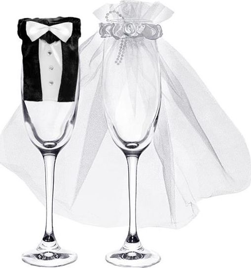 Party Deco Ubranka na kieliszki, ślub uniwersalny