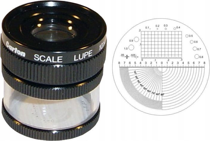 Carton Lupa x10 z podziałką skala 0,1mm i regul. ostrości