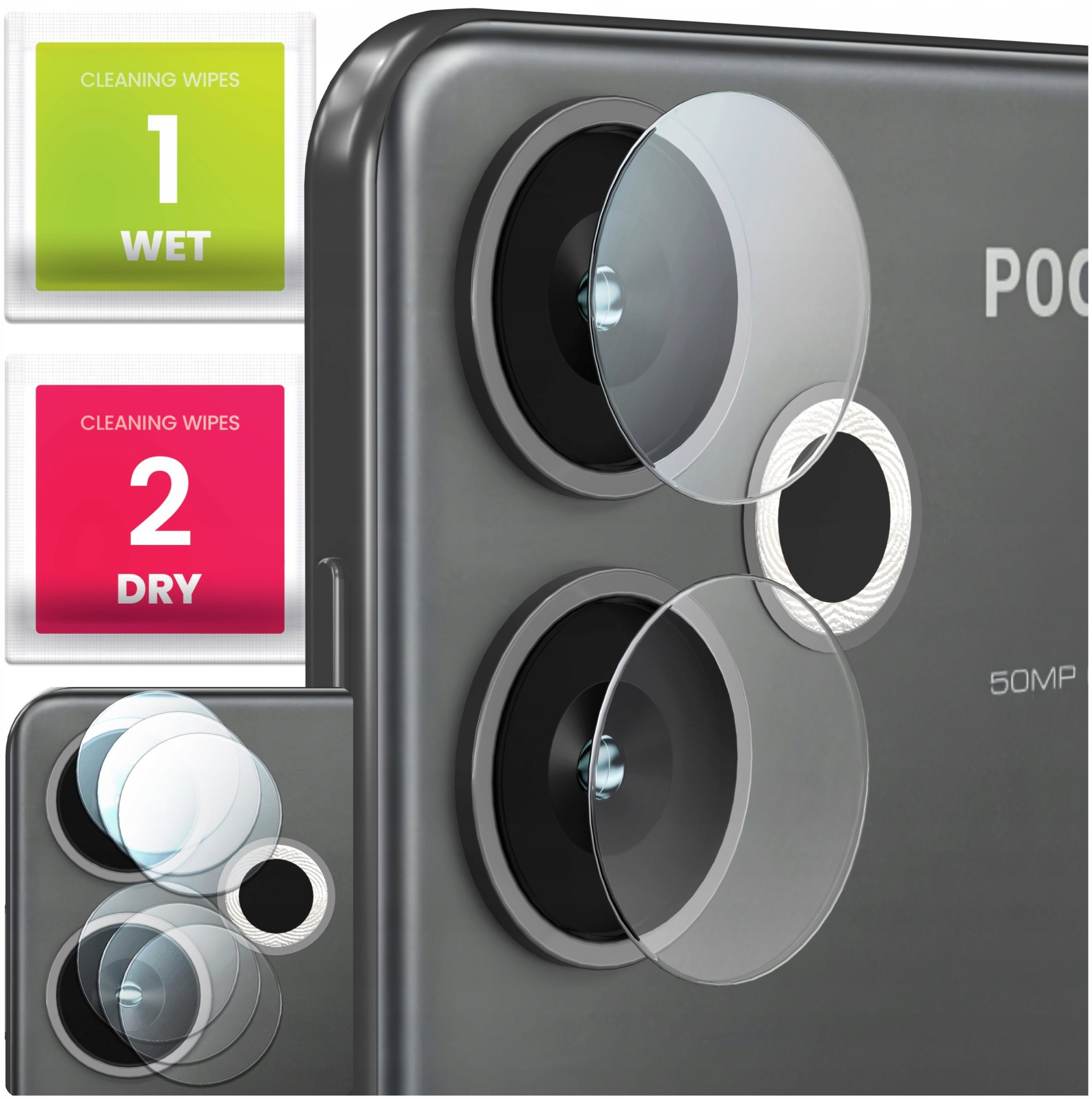 3-PAK Szkło Na Aparat Do Xiaomi Poco F6 (Hartowane, Ochronne, Na Obiektyw)