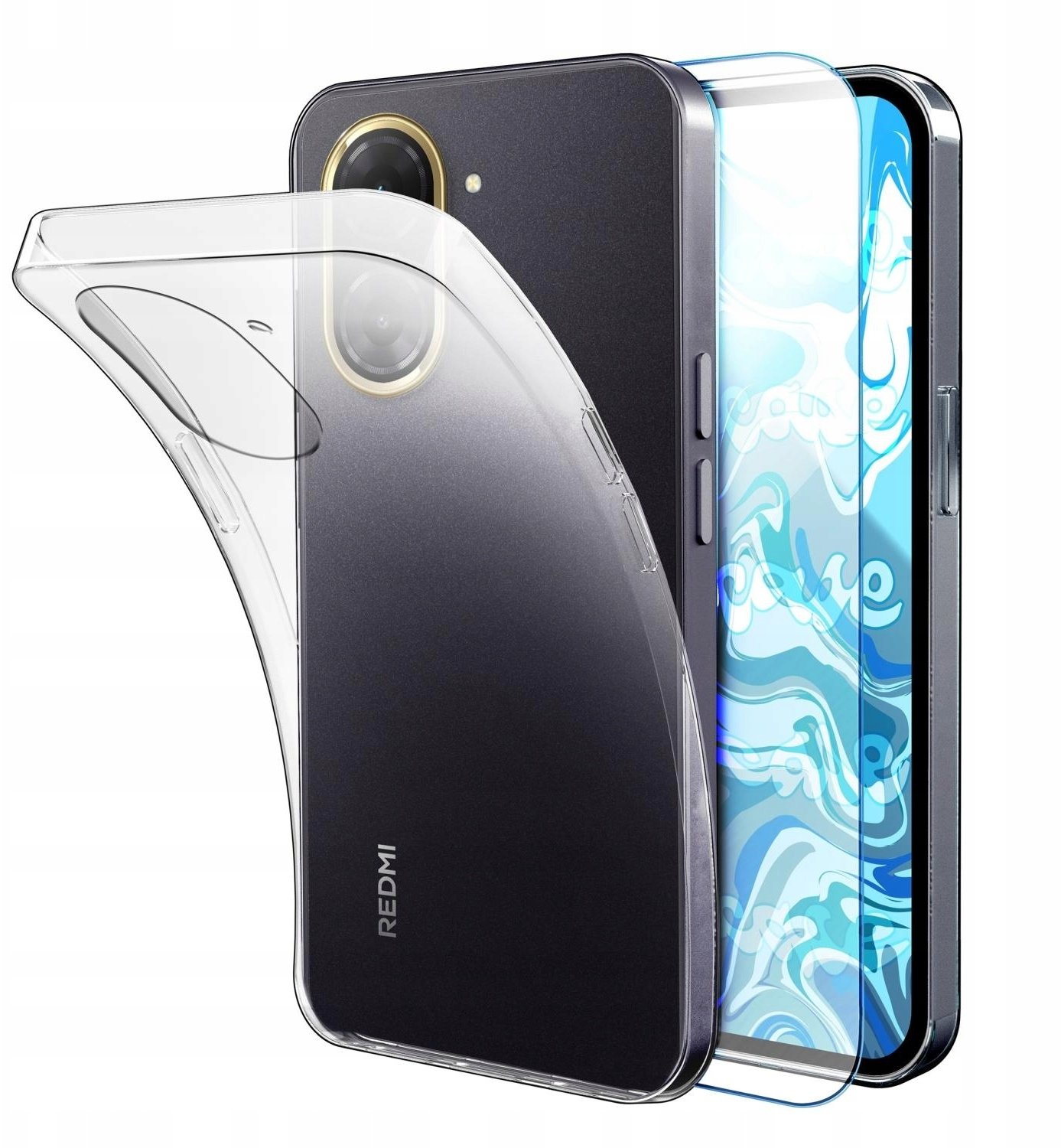 4kom.pl Etui Do Xiaomi Redmi A5 (Przezroczysty, Silikonowy, Obudowa, Case) Szkło