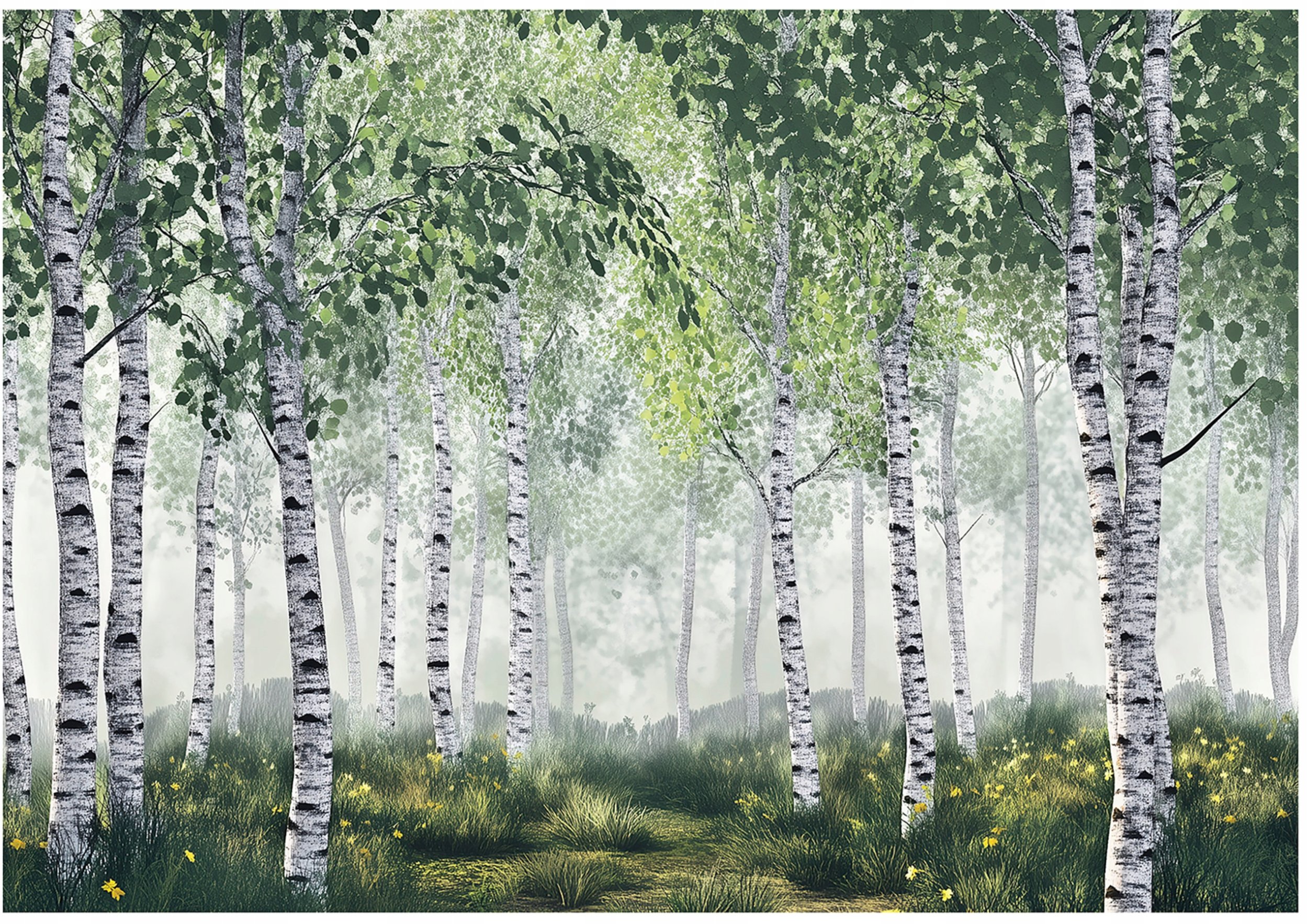 Fototapeta 3D Las Brzozowy Drzewa Natura Na Ścianę Sypialnia Salon 400X280