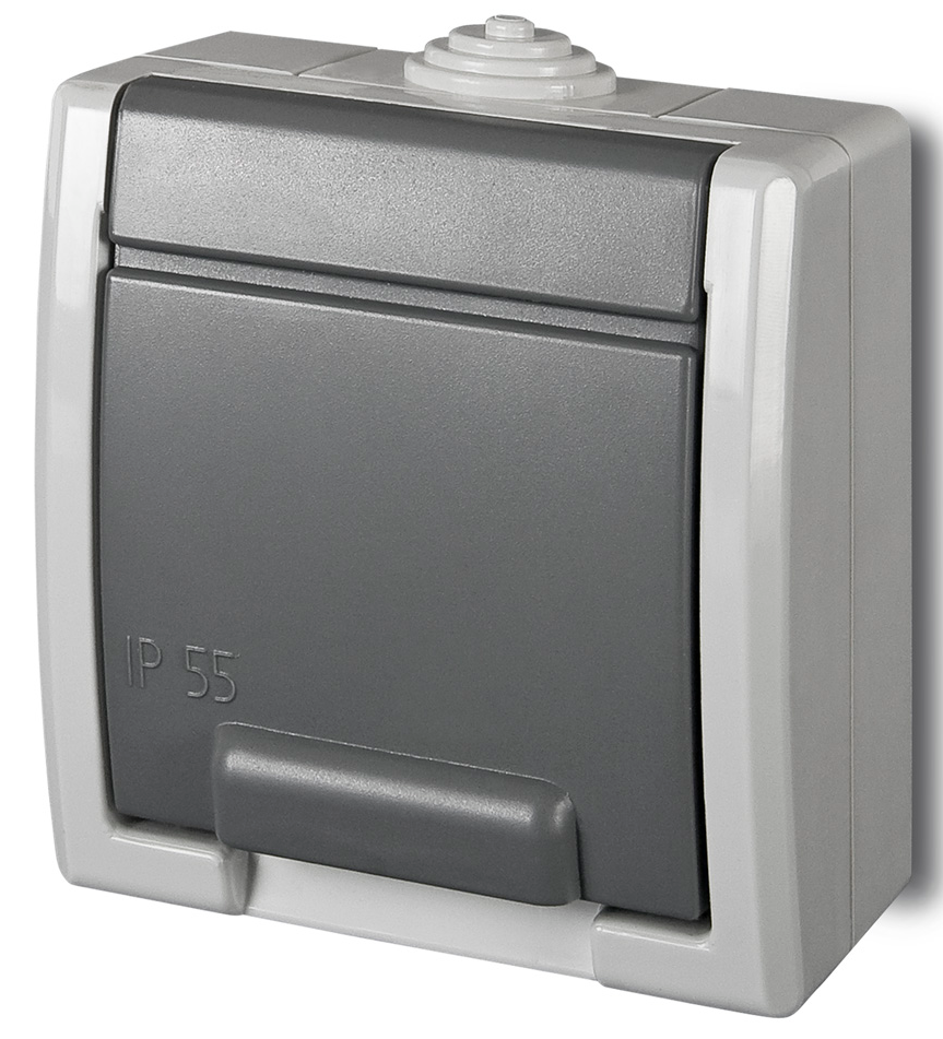 Elektro-Plast Gniazdo pojedyncze GNT-2P+Z z uziemieniem Aquant szare (1241-10)