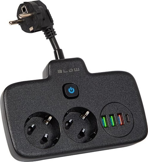 Blow 98-233# Przedłużacz sieciowy ps-310u 3-gniazda 3xusb 0.1m czarny 2x1mm