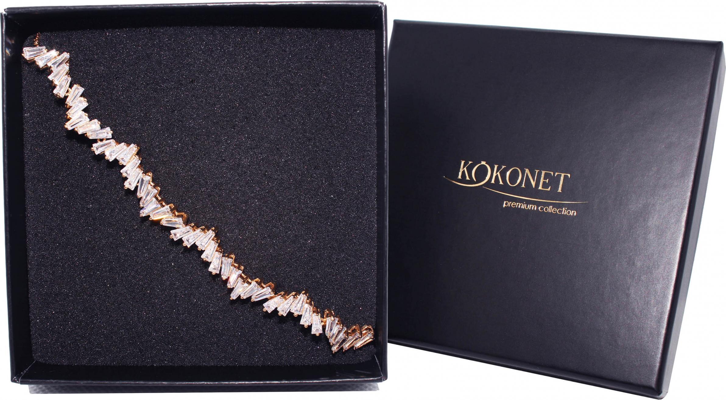 KOKONET BRANSOLETKA ślubna złota SWAROVSKI BŁYSZCZĄCA glam