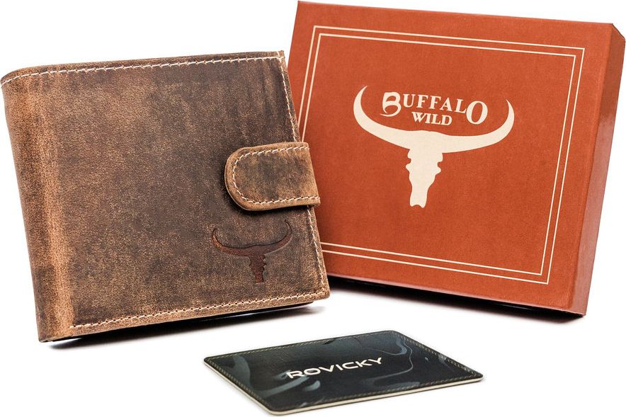 Buffalo Przeszywany, poziomy portfel męski z naturalnej skóry z zapinką Buffalo Wild NoSize