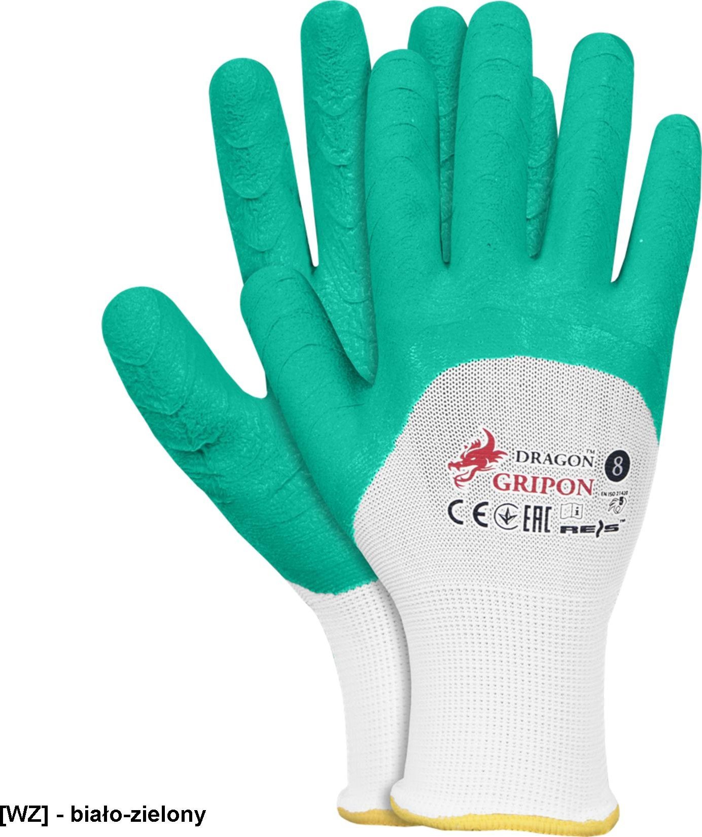 R.E.I.S. GRIPON - Rękawice ochronne, powlekane - biało-zielony 9