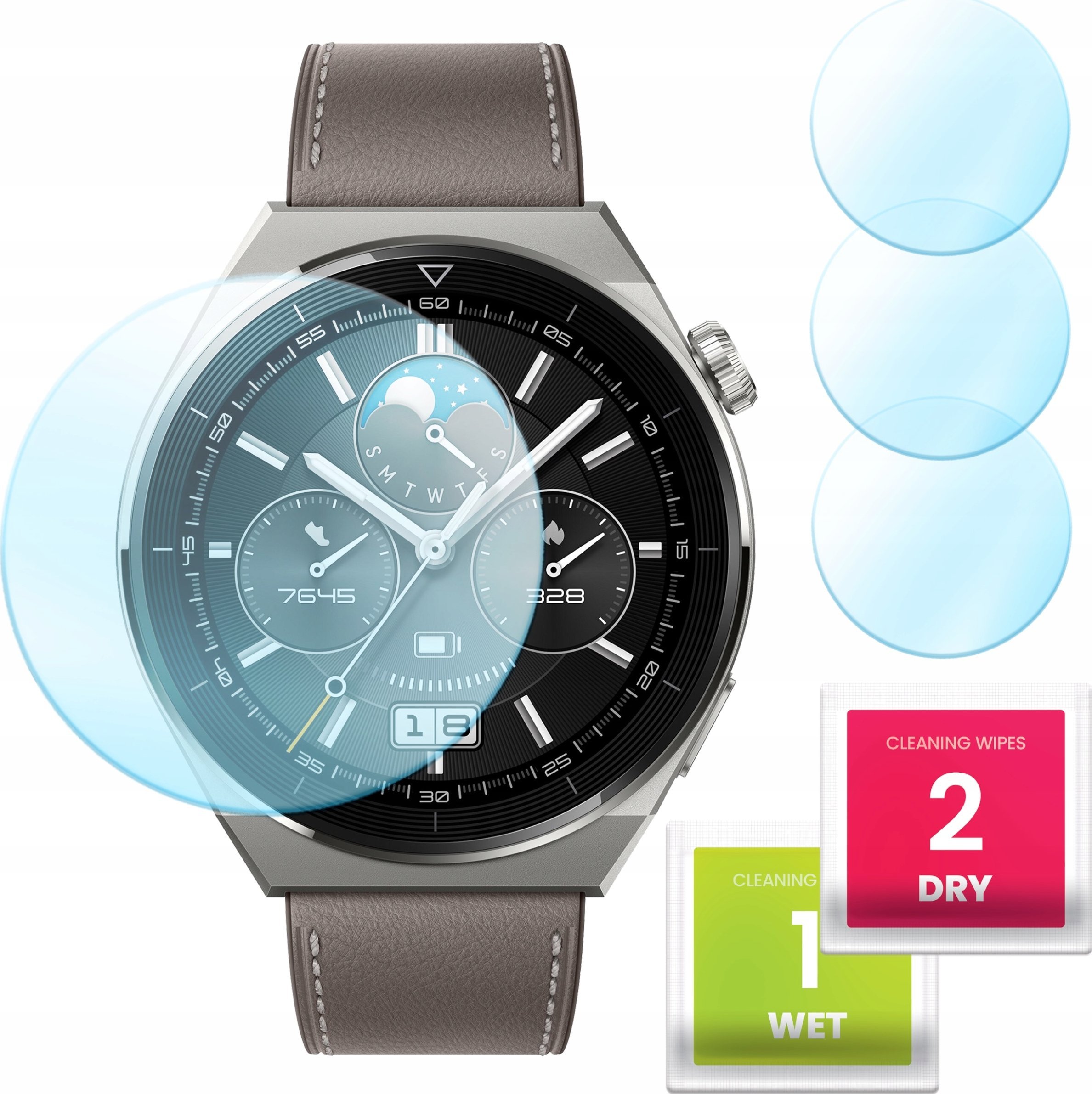 Hello Case 3-PAK Szkło Hybrydowe do Huawei Watch GT 3 Pro (46 mm) (Szkiełko, Ochronne)