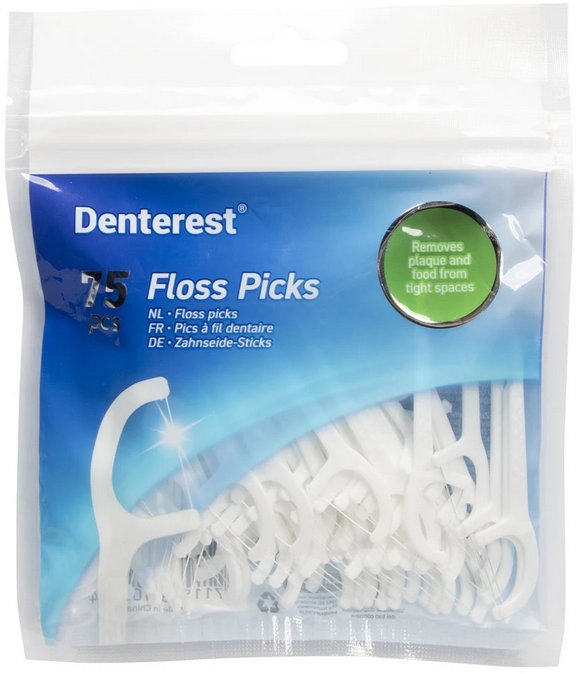 Wykałaczki z nicią dentystyczną 75 sztuk niciowykałaczki Białe