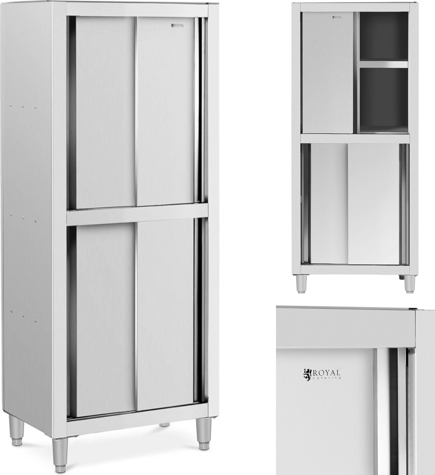 Royal Catering Szafa gastronomiczna magazynowa ze stali nierdzewnej drzwi suwane 120 kg 80 x 50 x 180 cm Szafa gastronomiczna magazynowa ze stali nier