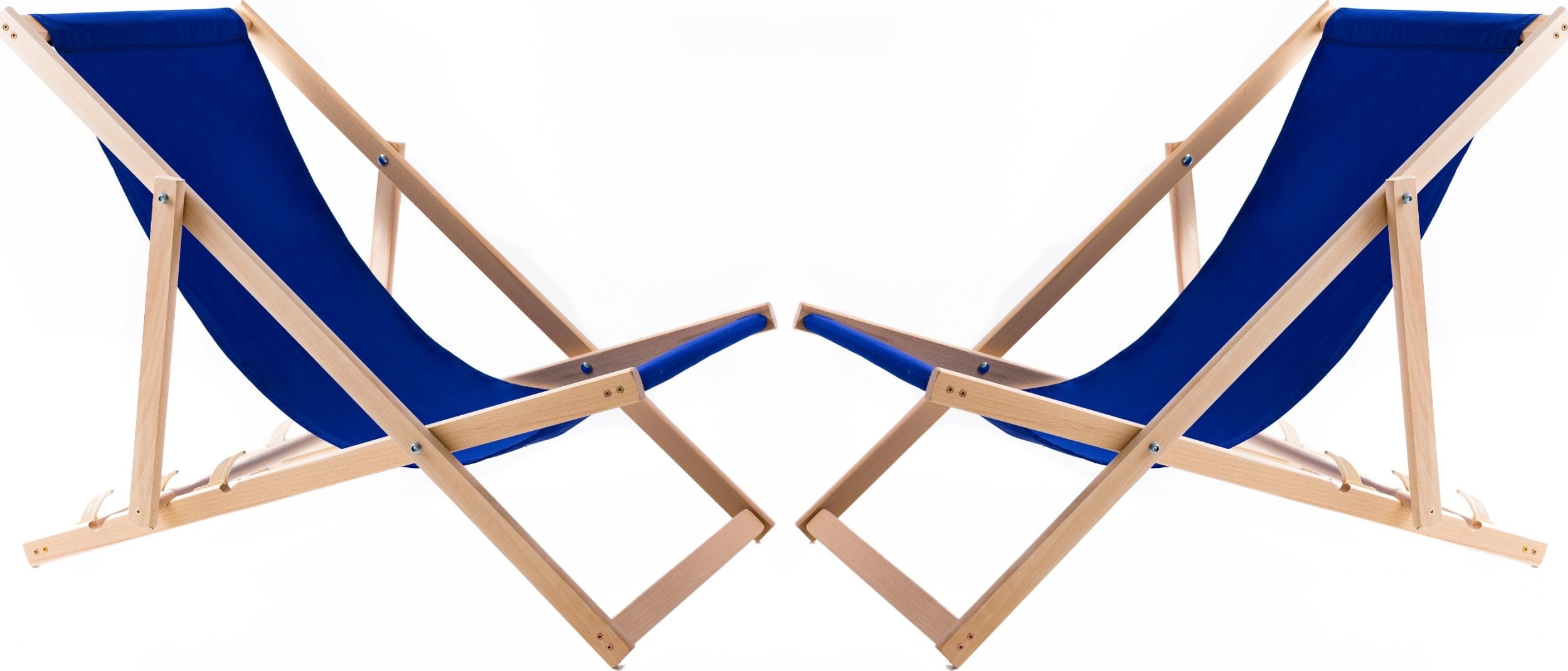 2X LEŻAK PLAŻOWY OGRODOWY DREWNIANY SKŁADANY WOODOK chabrowa tkanina