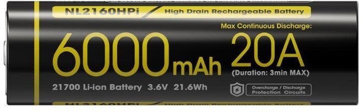 BATTERY RECH. LI-ION 3.6V/6000MAH NL2160HPI NITECORE