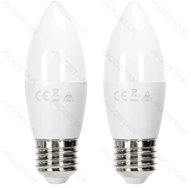 Aigostar 2 x Żarówka świeczka mleczna LED C37 E27 11W=75W 1060lm.