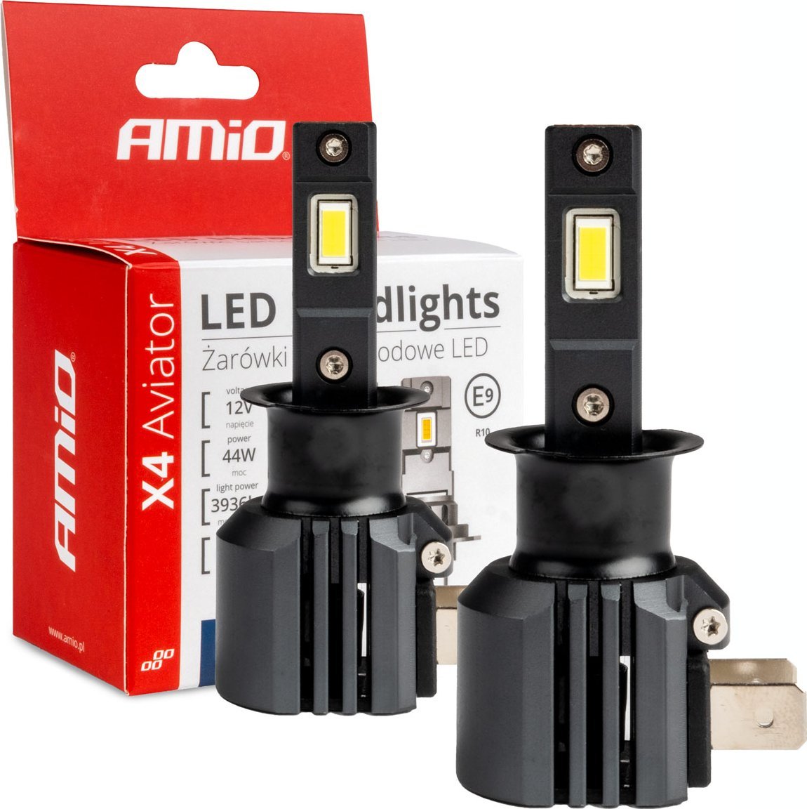 AMiO Żarówki samochodowe led seria x4 aviator h3 6500k canbus amio-03762