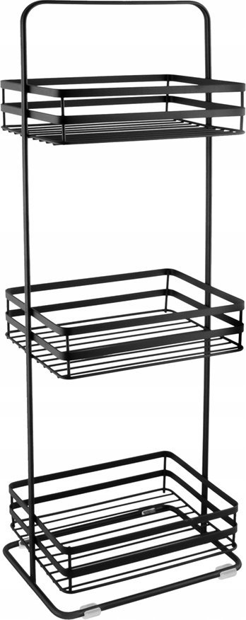 AWD Interior Regał stalowy łazienkowy czarny 75,5x24,4x17 cm 3 półki druciane