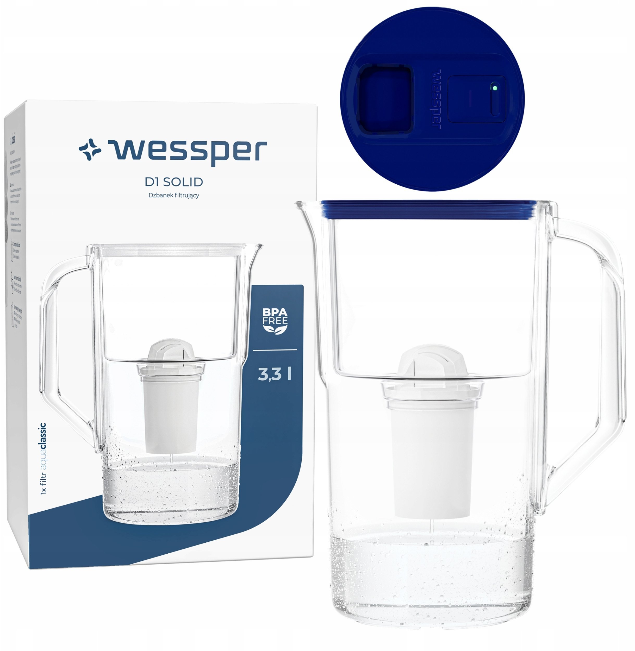 Dzbanek filtrujący Wessper Dzbanek D1 SOLID FutureFlow aquaklasyczny (WES204-FF-NB)