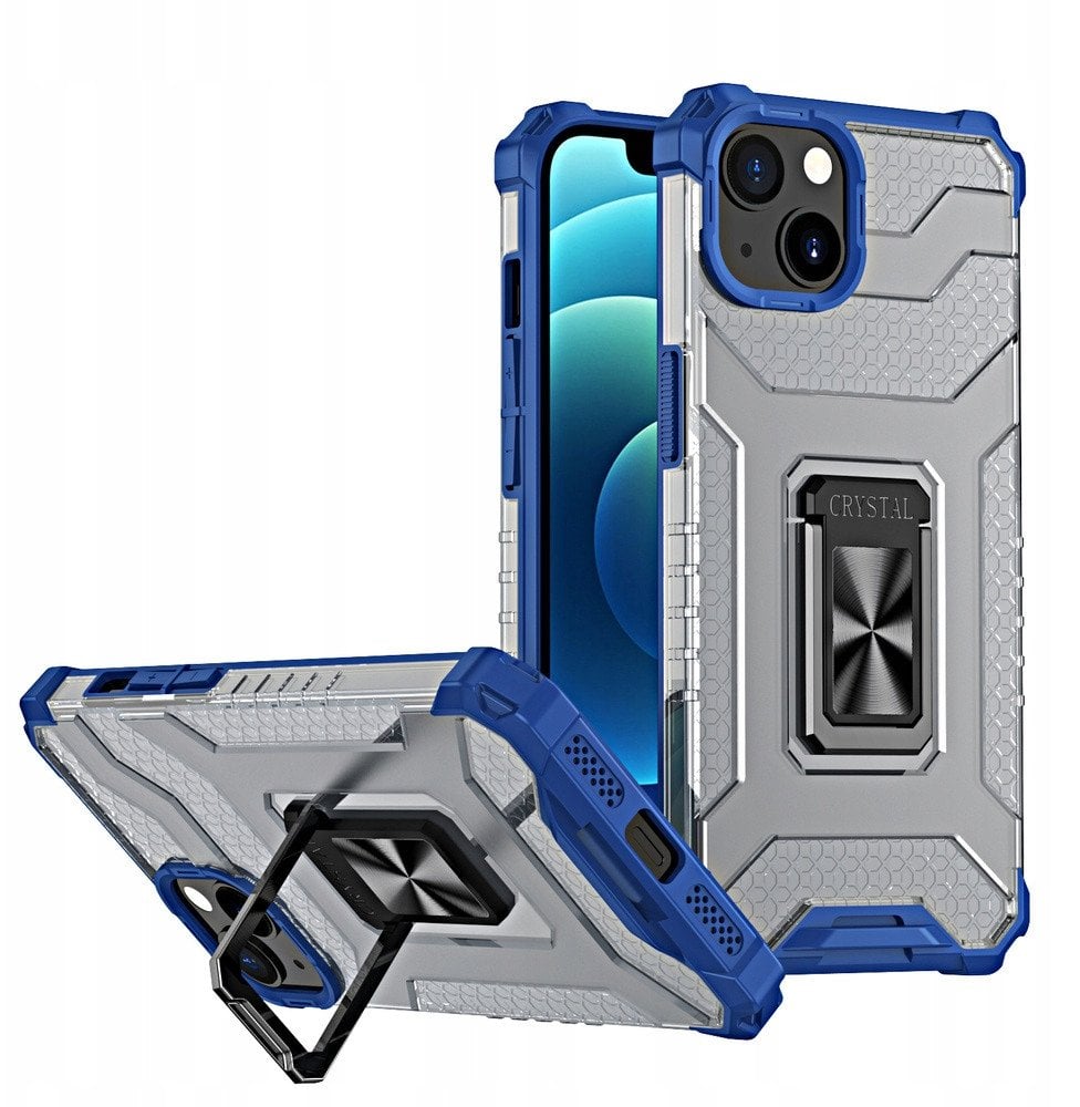 Crystal Ring Case pancerne hybrydowe etui pokrowiec + magnetyczny uchwyt iPhone 13 mini niebieski