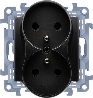 Kontakt-Simon Gniazdo wtyczkowe z uziemieniem podwójne (moduł) 16A, 250V~, zaciski śrubowe, czarny mat, SIMON10