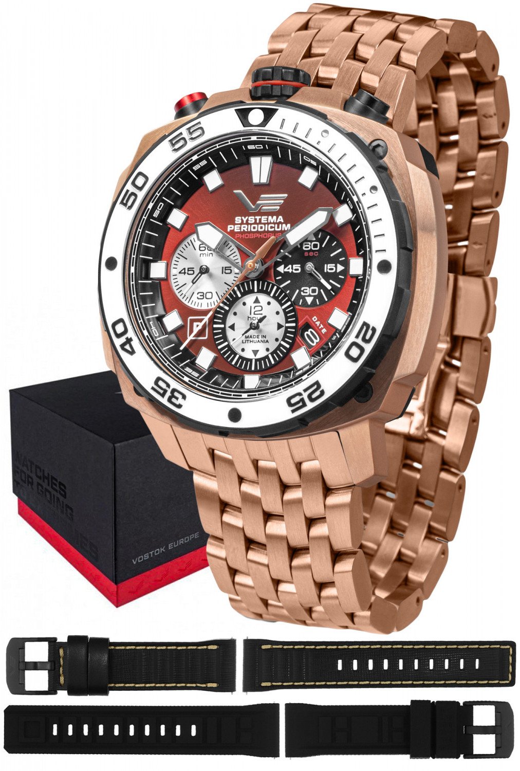 Zegarek męski Vostok Europe VK67-650E724B różowe złoto