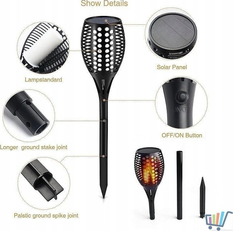 Tech-Led Duża lampa ogrodowa led solar z efektem płomienia