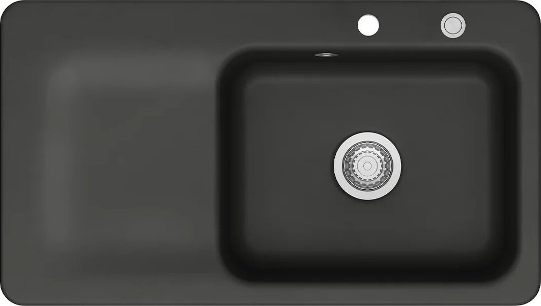 Zlewozmywak SYSTEMCERAM Systemceram Juna 90 Nigra, zlewozmywak ceramiczny, korek manualny