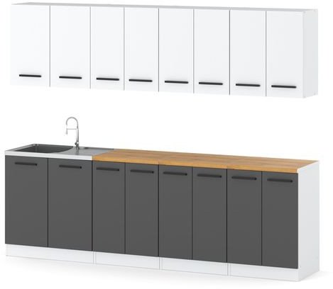 Meble Kuchenne Biało Szare Mat Zestaw Kuchenny Kuchnia Vero 2.6m Modułowa