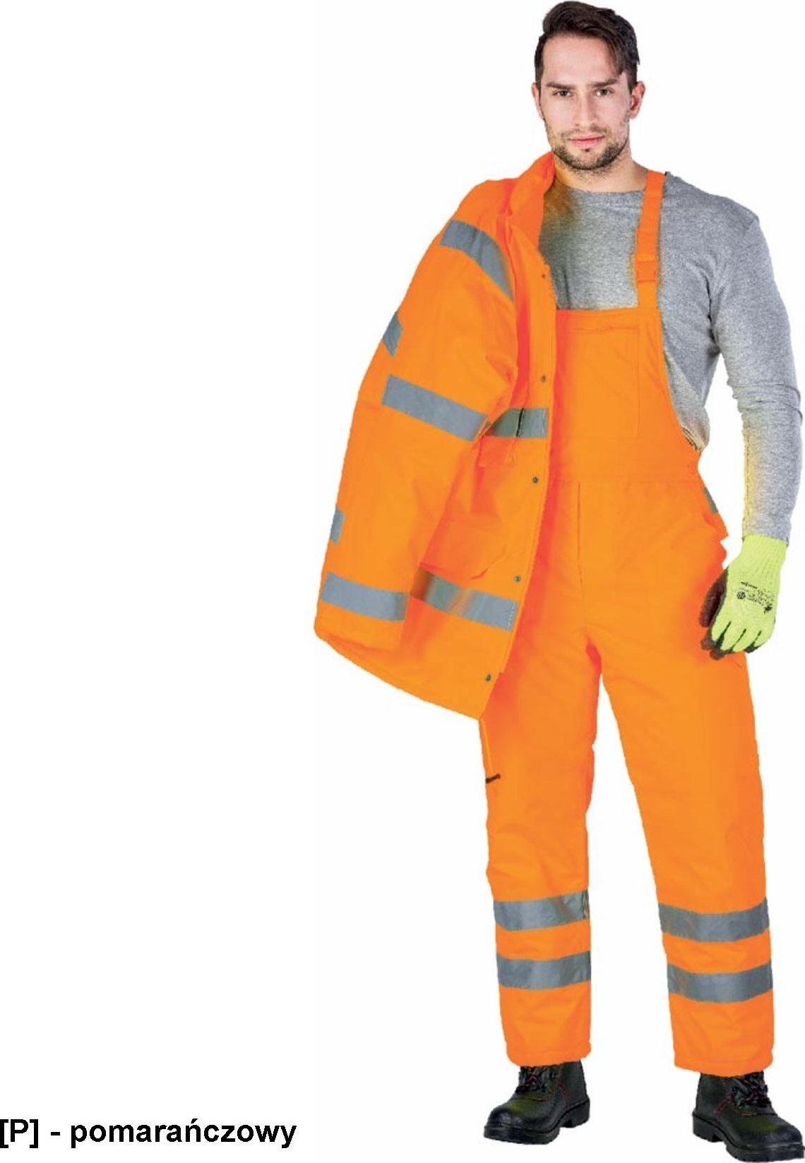 R.E.I.S. S-VIS - spodnie ochronne ogrodniczki ostrzegawcze - pomarańczowy 3XL