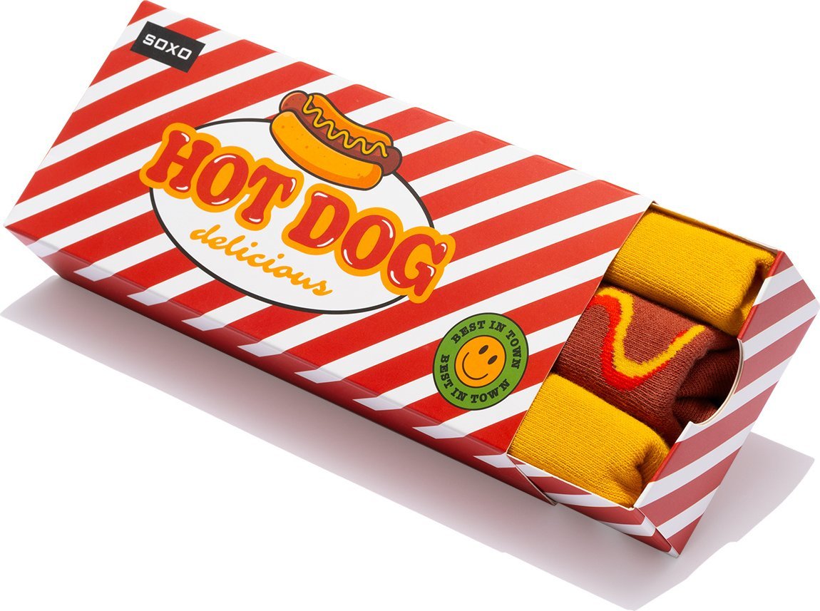 Soxo Skarpetki męskie SOXO zabawny hot dog 4045