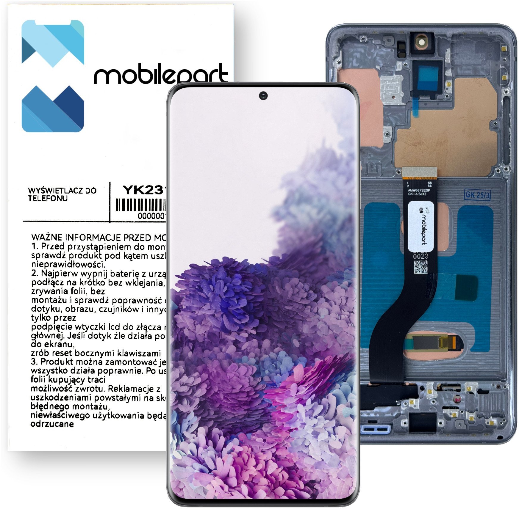 Wyświetlacz do Samsung Galaxy S20 Plus 4G / 5G LCD Ekran Oled Ramka Szary