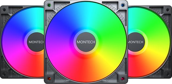 Montech GF120 PWM ARGB Lüfter, 3er Pack - 120mm, schwarz